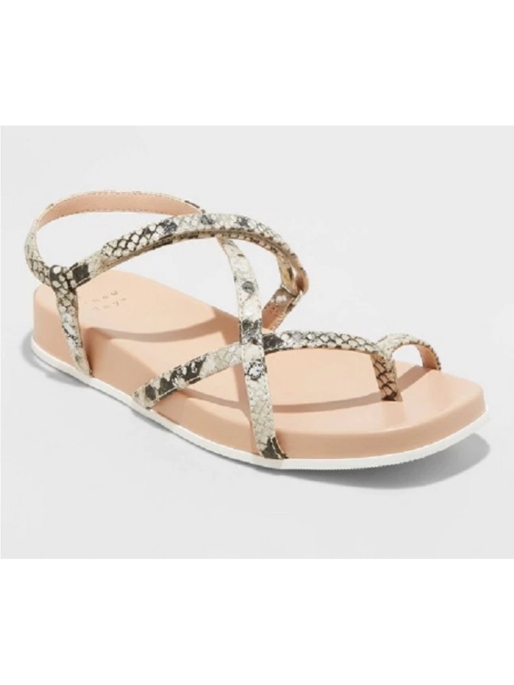 A New Day Women's Strappy Ankle Sandals Adjustable Buckle Snakeskin US 10